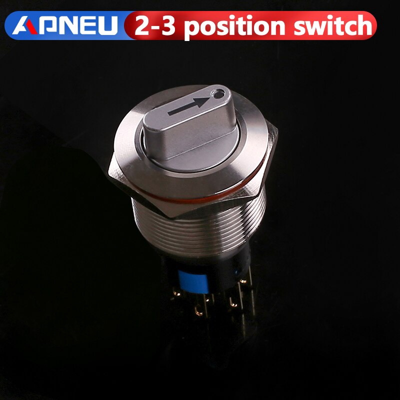 Công Tắc Xoay Bằng Kim Loại Có Đèn led 2-3 Nút 9-24V 19mm 22mm