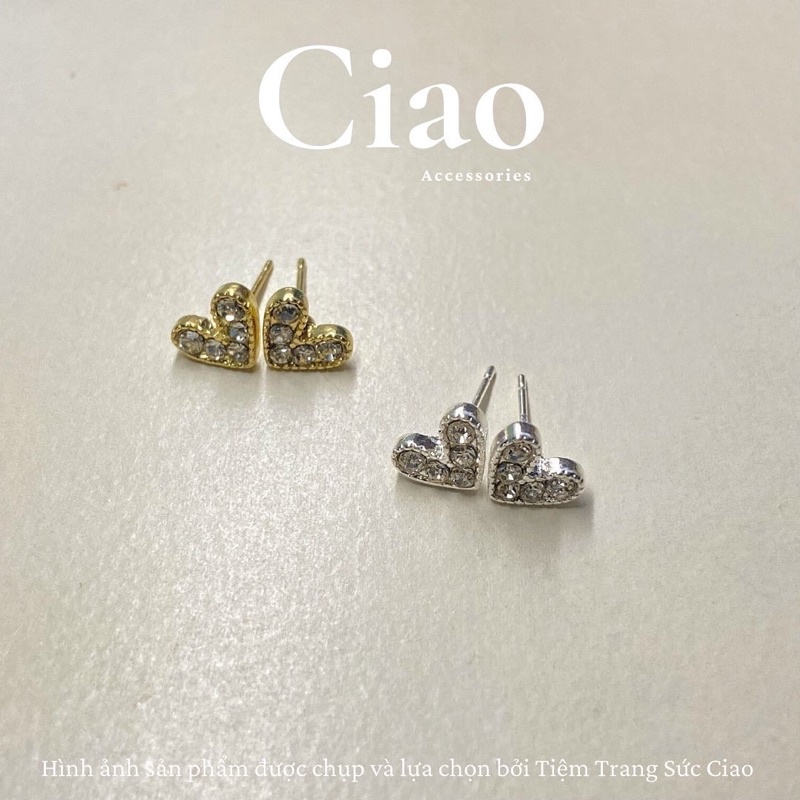 [HOẢ TỐC 1H] Khuyên tai/ Bông tai mạ bạc S925 thiết kế hình tim đáng yêu Heart Bae Ciao