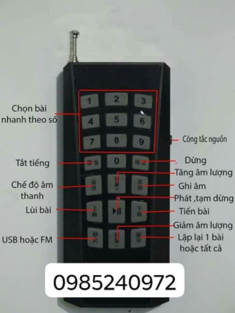 Điều khiển từ xa loa Q92, Q93, AT 100, AT 101