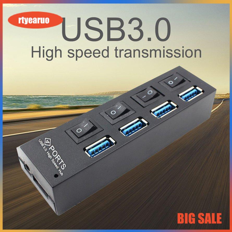 Bộ chuyển đổi 4 khe cắm USB 3.0 kèm nguồn điện di động tiện dụng