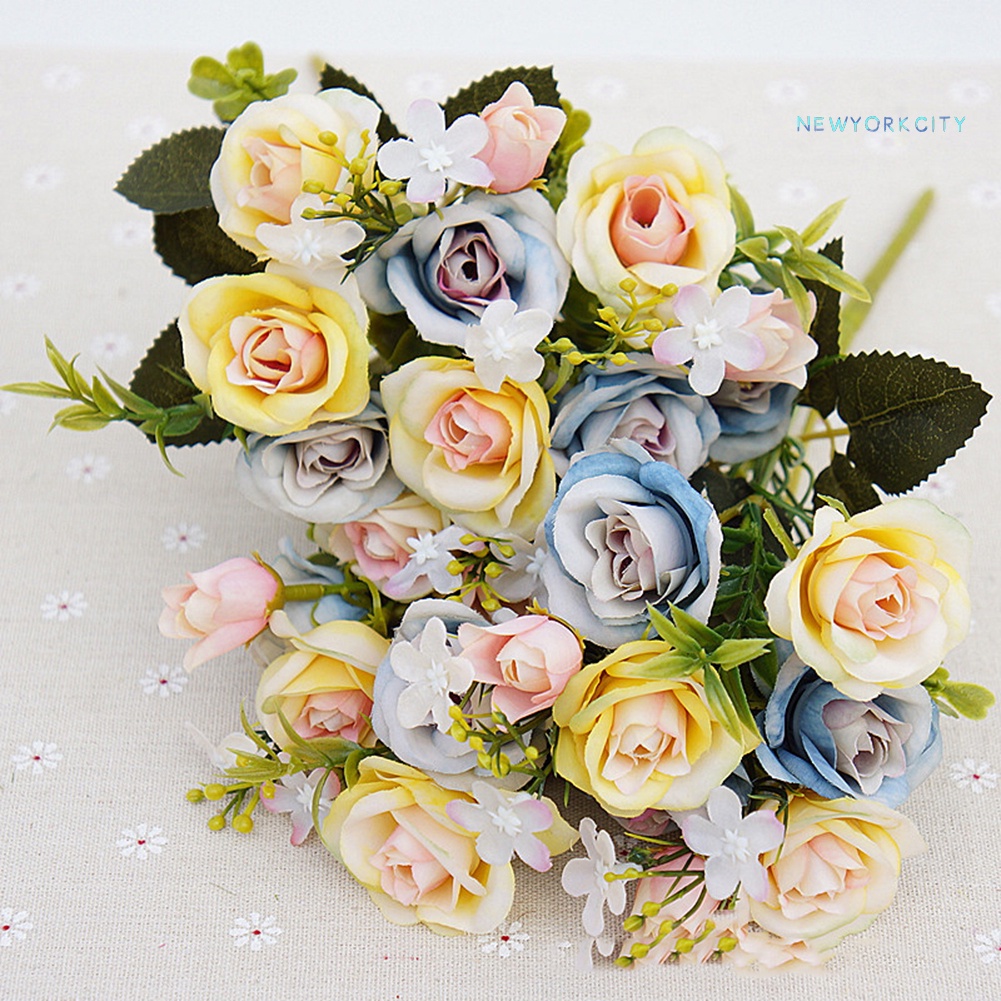 1 Bó 10 Hoa Hồng Giả Phong Cách Châu Âu Trang Trí Nội Thất