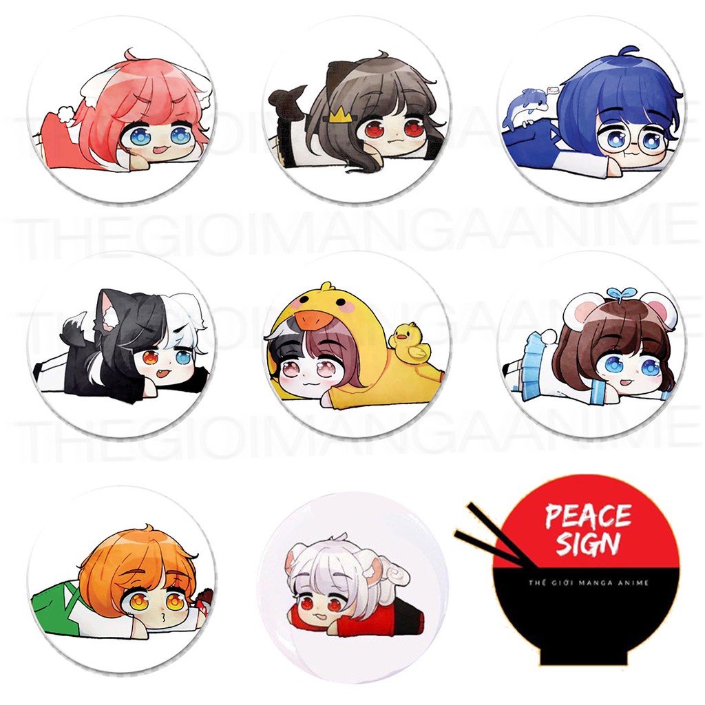 Huy hiệu HERO TEAM Simmy Phong cận Siro Mr Vịt Sammy Đào Timmy Kairon Timy Kamui ver NẰM