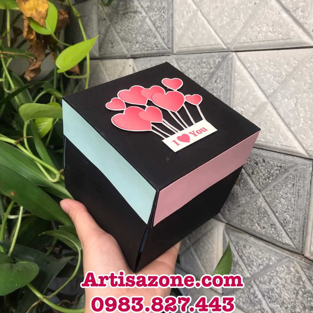 Love box - Scrapbook, album dán ảnh kiểu hộp 02 lớp (kích thước: 11cm x 11cm)