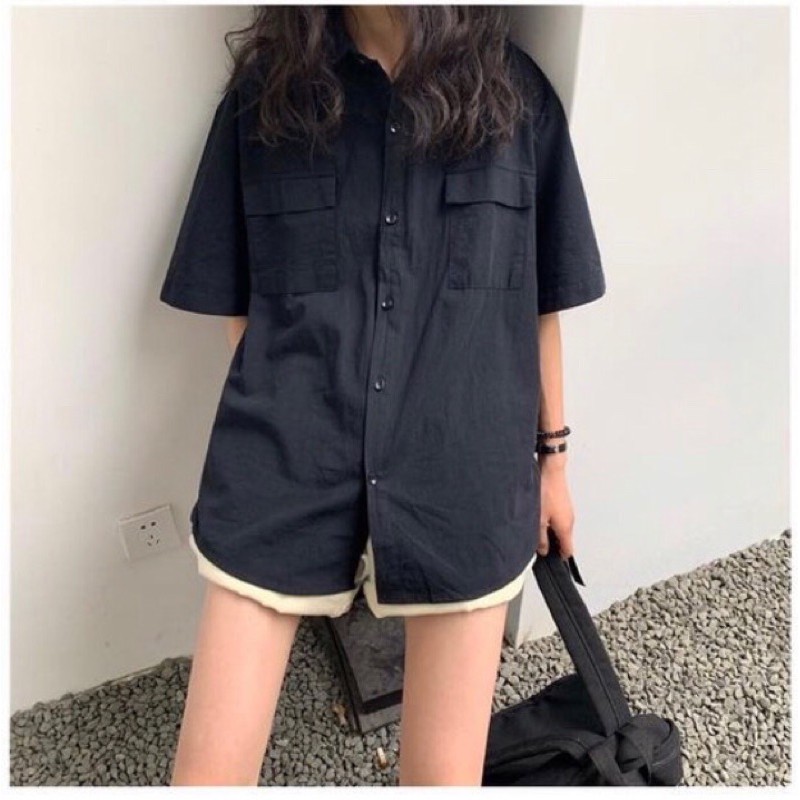 [Áo Sơ Mi Nữ] [Áo Sơ Mi Túi Hộp] [Áo Sơ Mi Form Rộng] Áo Sơ mi nữ form rộng, túi hộp cộc tay. | BigBuy360 - bigbuy360.vn