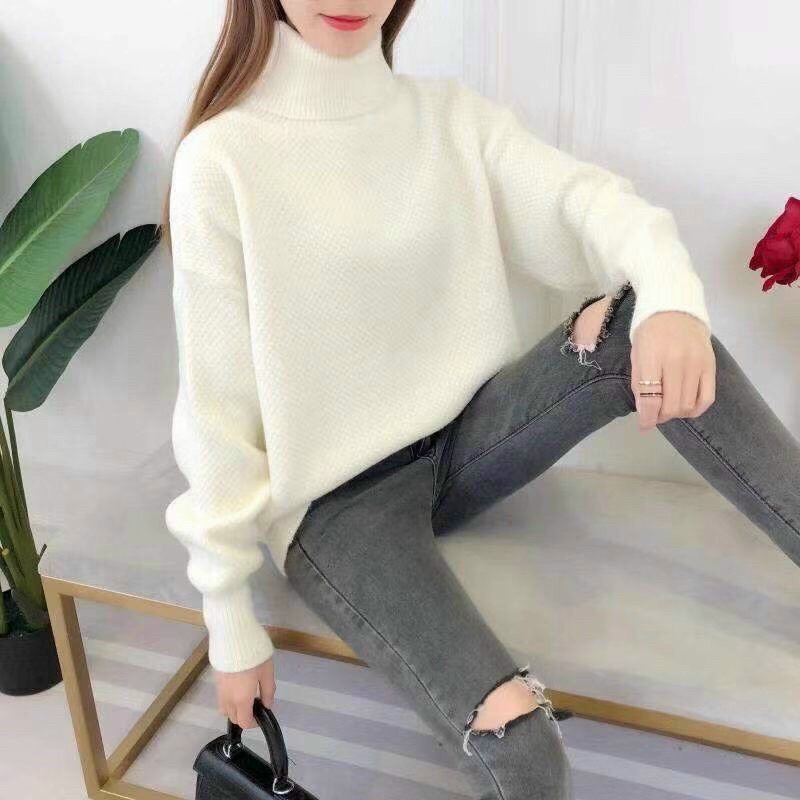 Áo len cổ lọ trơn màu - Hàng QC L1
