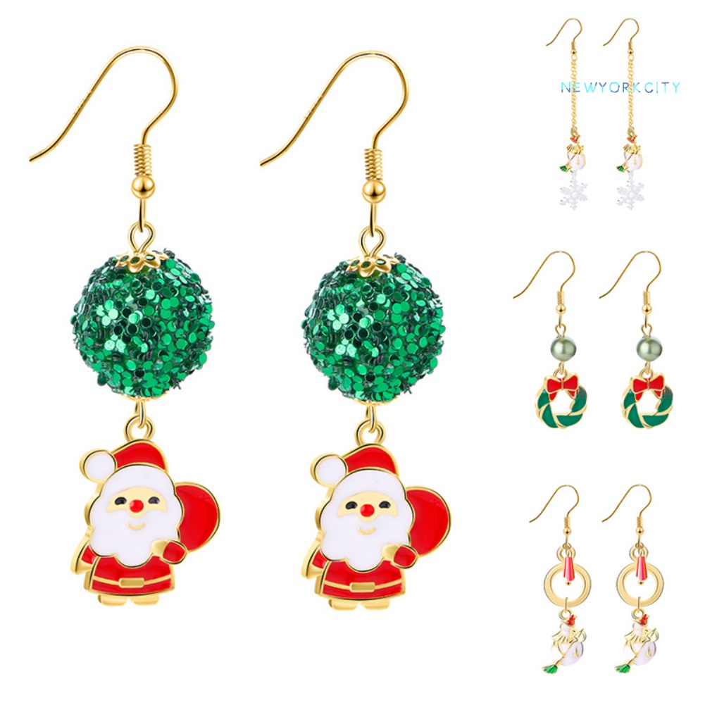 Khuyên Tai Hình Ông Già Noel Tuần Lộc Giáng Sinh Dễ Thương