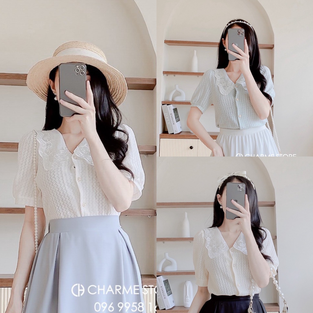 Áo ren cộc tay Free size thiết kế Charme 204025