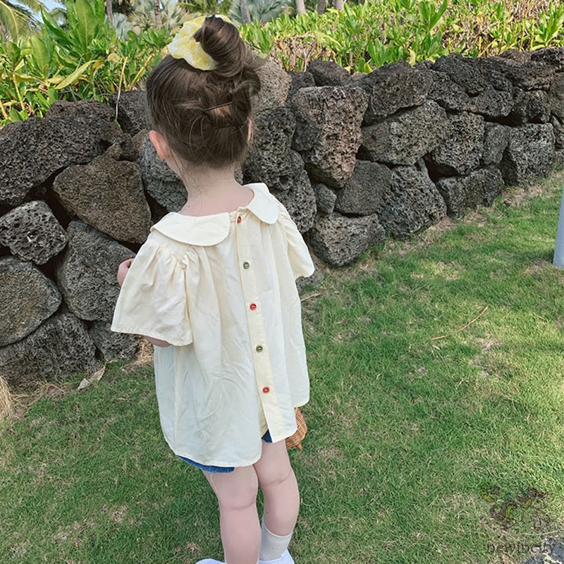 Bộ áo kiểu ngắn tay + quần yếm phong cách Hàn Quốc thời trang mùa hè cho bé gái