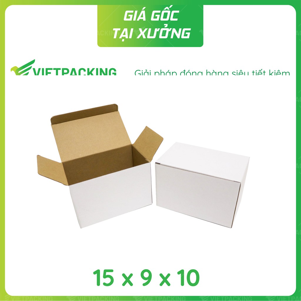 [SIÊU TIẾT KIỆM] 50 hộp carton nắp gài đẹp size 15x9x10 màu trắng