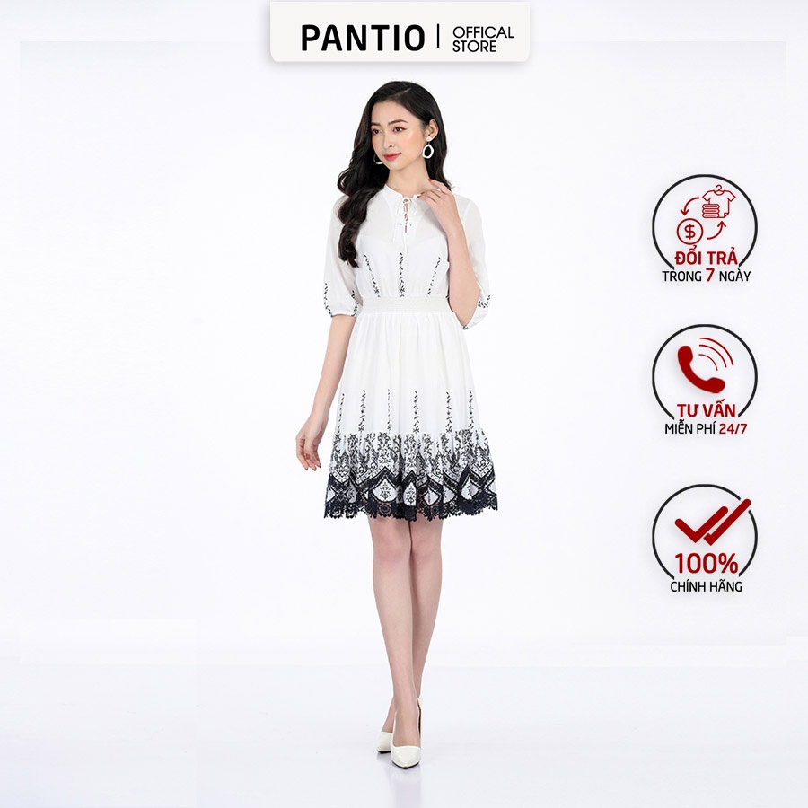 Đầm công sở tay lỡ phối hoạ tiết FDC32937 - PANTIO