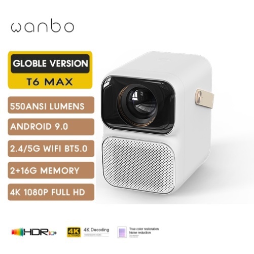 Máy chiếu thông minh không dây mini Wanbo T6 MAX chất lượng Full HD tích hợp Android 2GB/bộ nhớ 16GB - Bảo hành 12 tháng