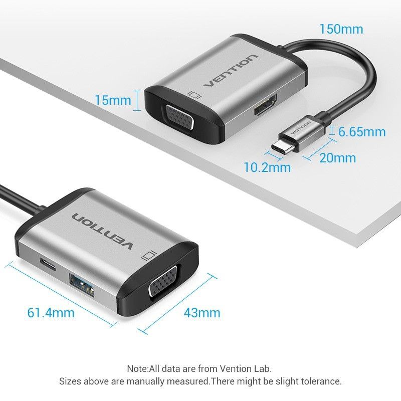 Bộ cáp chuyển đổi Hub 7 in 1 USB Type C to sang HDMI 4K VGA USB3.0 PD Vention Ravpower Aukey cho Samsung dex  Mac