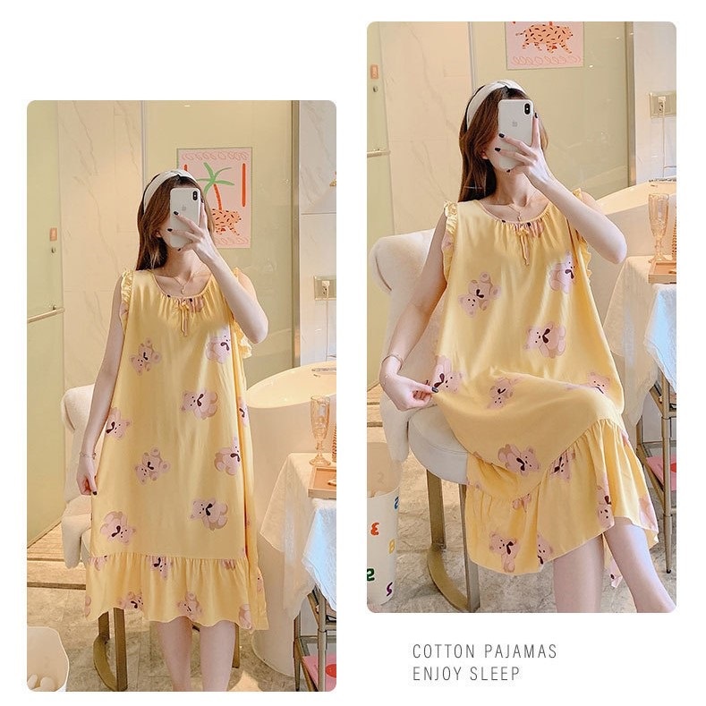 Váy đuôi cá dáng dài cho nữ, váy sát nách nhún bèo vải lanh mềm mát, họa tiết trẻ trung, freesize 45 - 75 kg