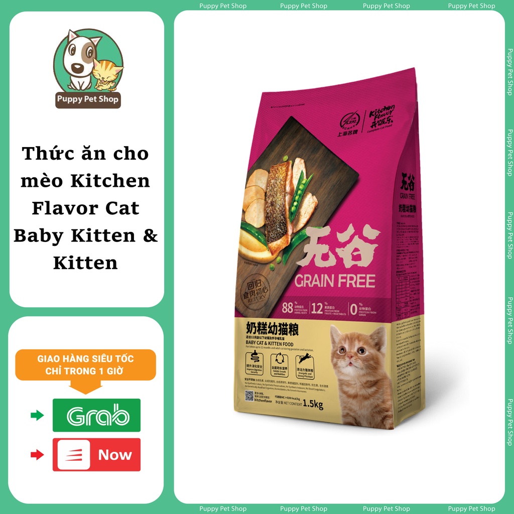 Thức ăn Kitchen Flavor cho mèo con và mèo mẹ cho con bú vị CÁ BIỂN VÀ RAU CỦ QUẢ