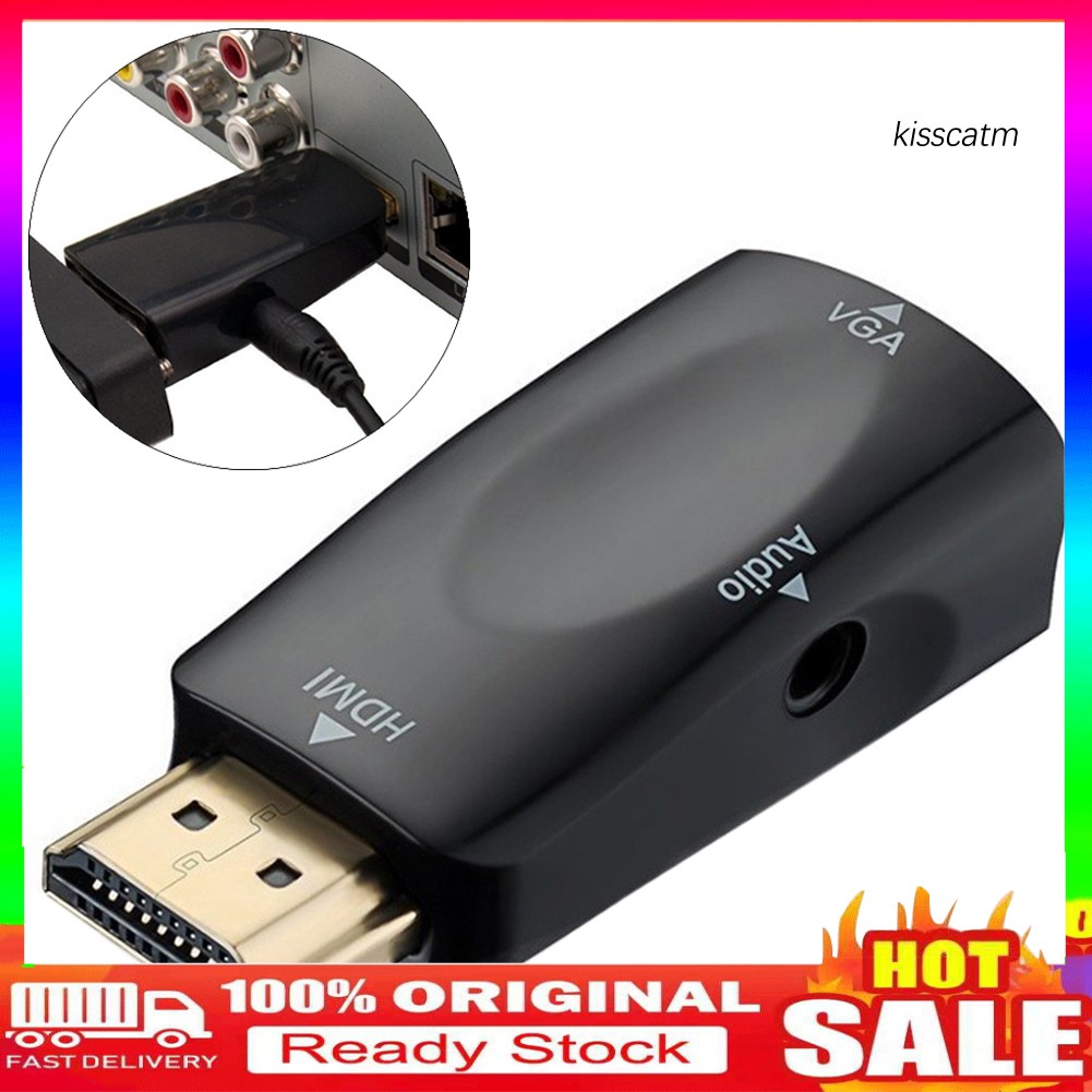 Bộ Chuyển Đổi Hdmi 1080p Sang Vga Kèm Cáp Âm Thanh Cho Máy Chiếu / Máy Chiếu / Hộp Đựng