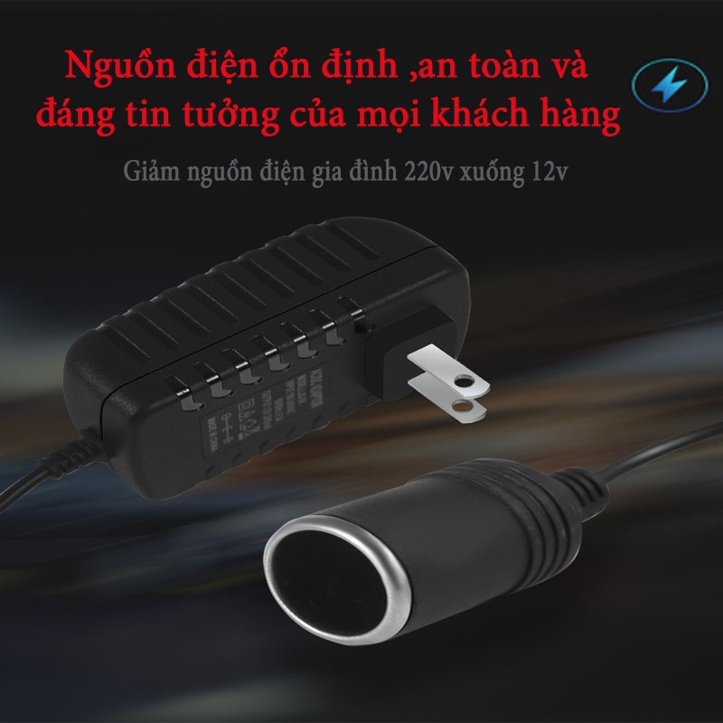Bộ Chuyển Đổi Nguồn Cho Tẩu Ô Tô 220V Sang 12V, 110V - 12V Kết Nối Từ Tẩu Ô Tô Sử Dụng Cho Máy Hút Bụi, Máy Bơm CARZONE