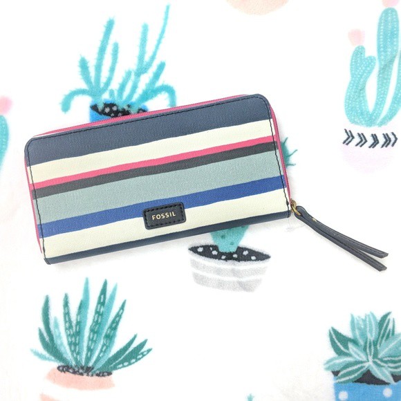 Ví cầm tay Fossil Eliza Clutch Multi Stripe, Blue