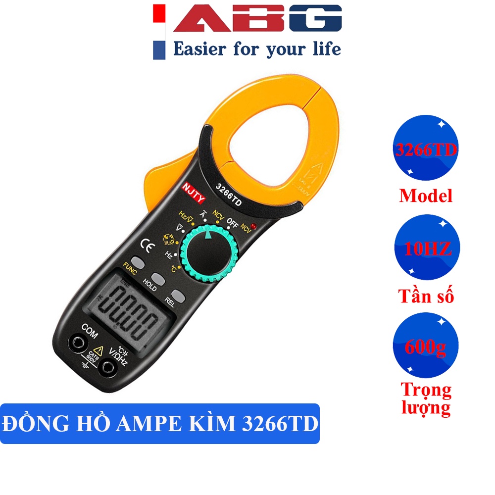 Ampe Kìm Đồng Hồ Kẹp Dòng Vạn Năng ABG NJTY 3266TD