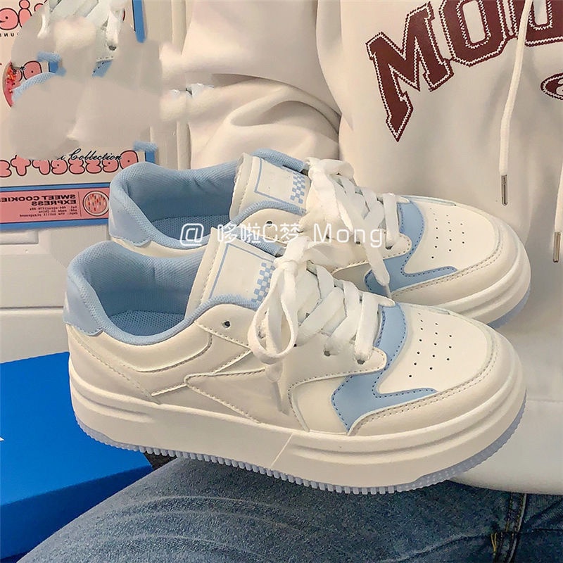 Giày Thể Thao Đế Dày Cổ Cao Màu Xanh Dương Sữa Thời Trang Xuân Hè 2022 Dễ Thương