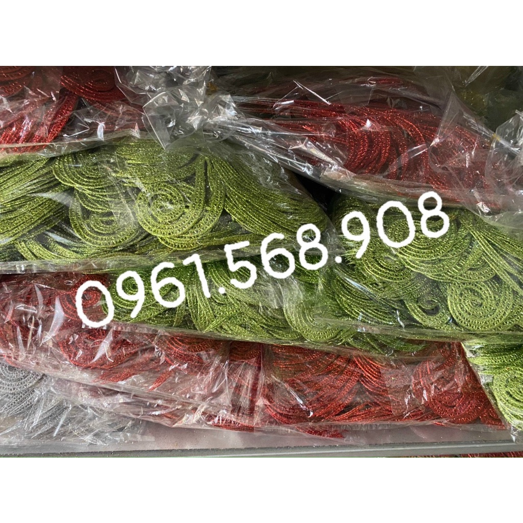 Lá đuôi phượng  phủ nhũ, kim tuyến làm oản tài lộc, tháp nước, tháp bánh | Phụ kiện trang trí