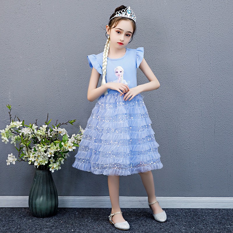 Đầm Hóa Trang Halloween Nhân Vật Elsa Trong Frozen Cho Bé Gái 2020