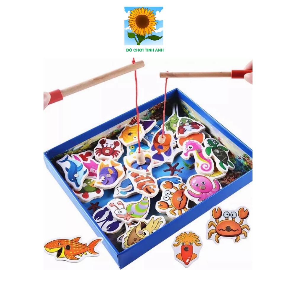 Đồ chơi gỗ thông minh - Câu cá 32 chi tiết hộp giấy