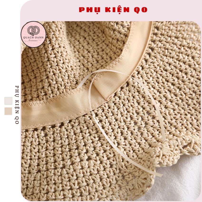 Mũ Cói Gấp Gọn Phong Cách Vintage Phối Nơ Ren – MU39