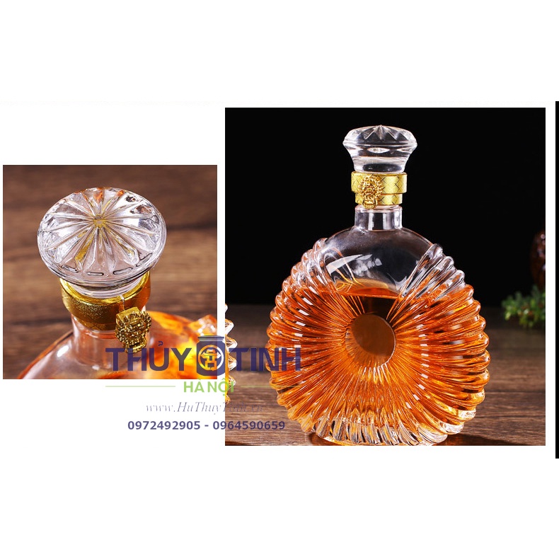 Chai thủy tinh đựng rượu kiểu dáng chai XO dung tích 500ml, 700ml, 750ml