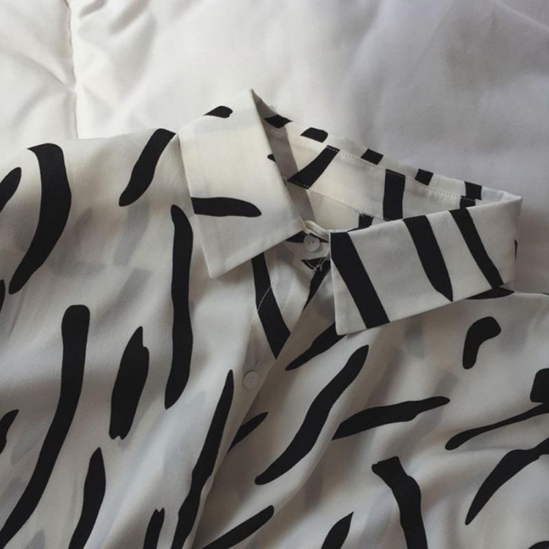 Áo sơ mi tay dài họa tiết trẻ trung, thanh lịch cho nữ