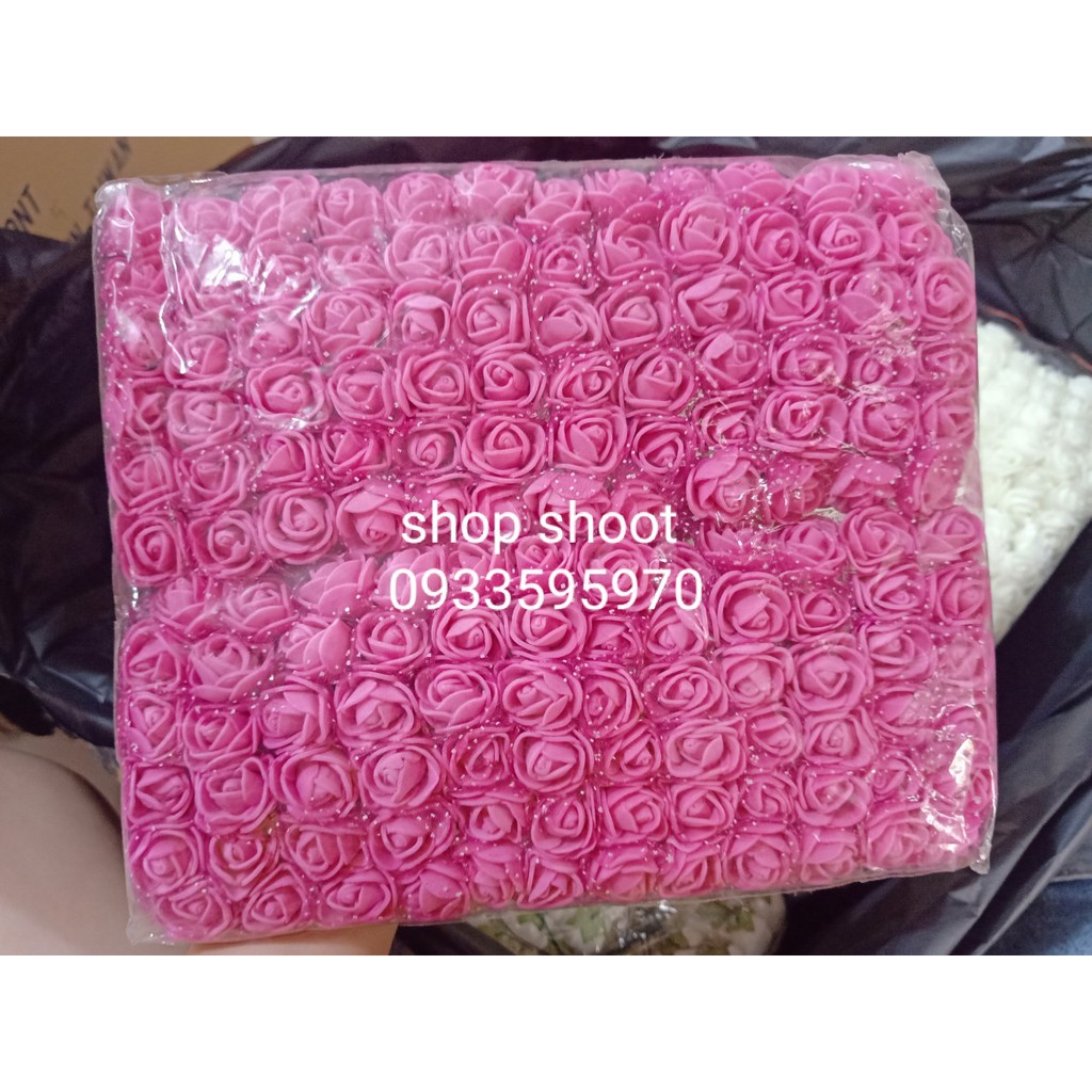Hoa xốp 2,5cm dán gấu làm vòng đội đầu