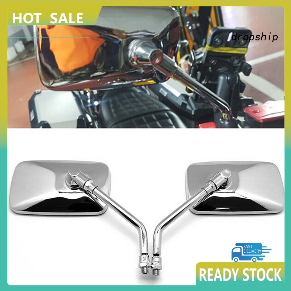 Set 2 Gương Chiếu Hậu Hình Chữ Nhật 10mm Thông Dụng Gắn Tay Lái Xe Máy