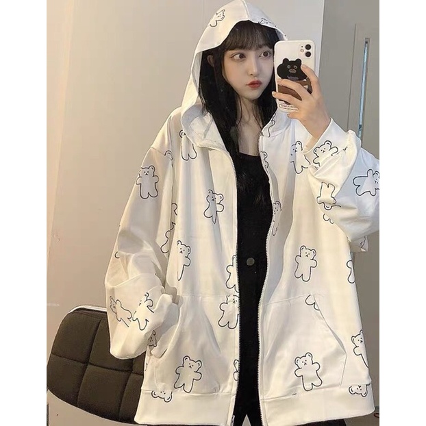 [CÓ VIDEO VÀ HÌNH THẬT] Áo khoác nỉ gấu trắng viền đen siu xinh | BigBuy360 - bigbuy360.vn