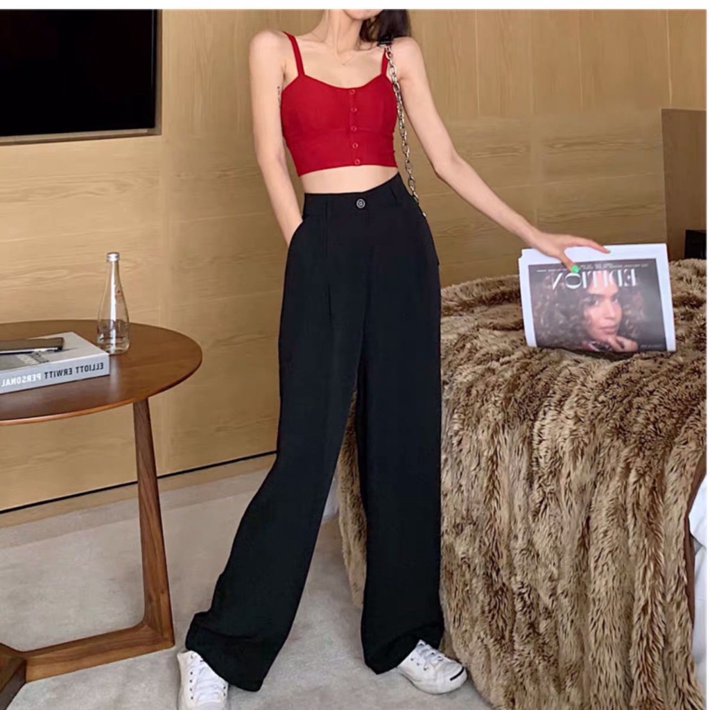 Quần Ống Rộng Culottes Ulzzang, Quần Suông Cập Cao Xuất Hàn Cao Cấp, Mặc Tôn Dáng Cực Xinh