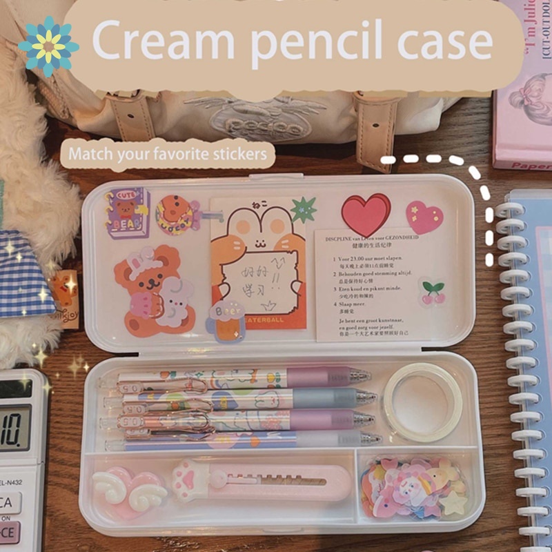 Hộp đựng bút bằng nhựa PP nhám màu macaron dễ thương đa năng cho học sinh / nhân viên văn phòng