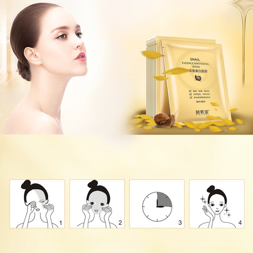❤Snail Liquid Essence Hydrating Whitening Mask Cosmetic Moisturizing Freckle Skin Care Products