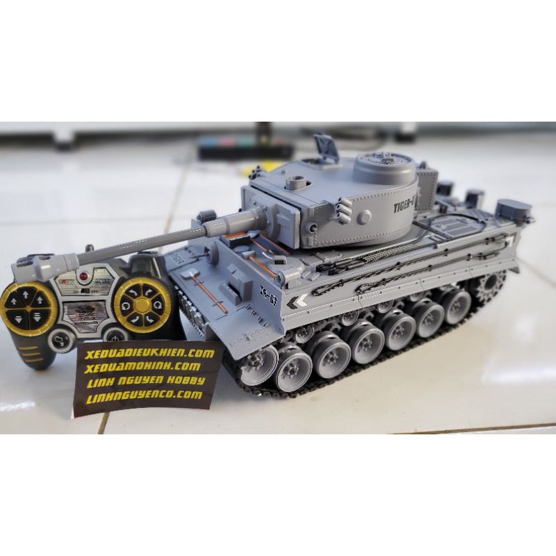 Xe tăng điều khiển từ xa Germany Tiger bắn và tạo khói, tạo khói , xích cao su.tỉ lệ 1.18.