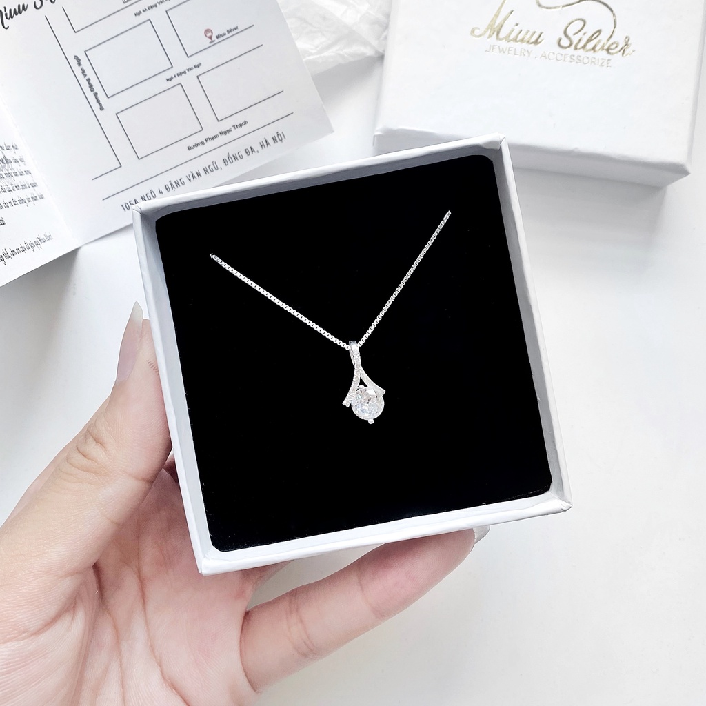 Dây chuyền bạc Miuu Silver, vòng cổ nữ đính đá sang trọng Orina