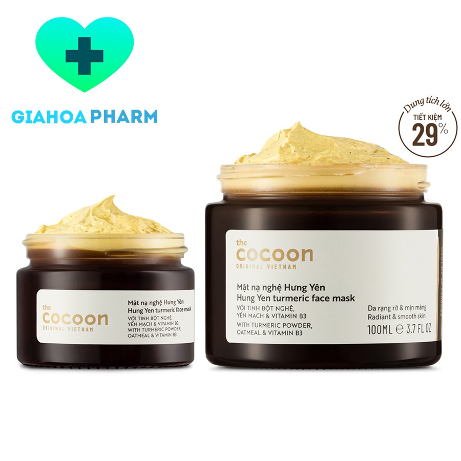 Mặt nạ nghệ Hưng Yên Cocoon giúp cấp ẩm, sáng hồng, da rạng rỡ, đều màu, mờ thâm, mịn màng da, ngừa oxy hóa