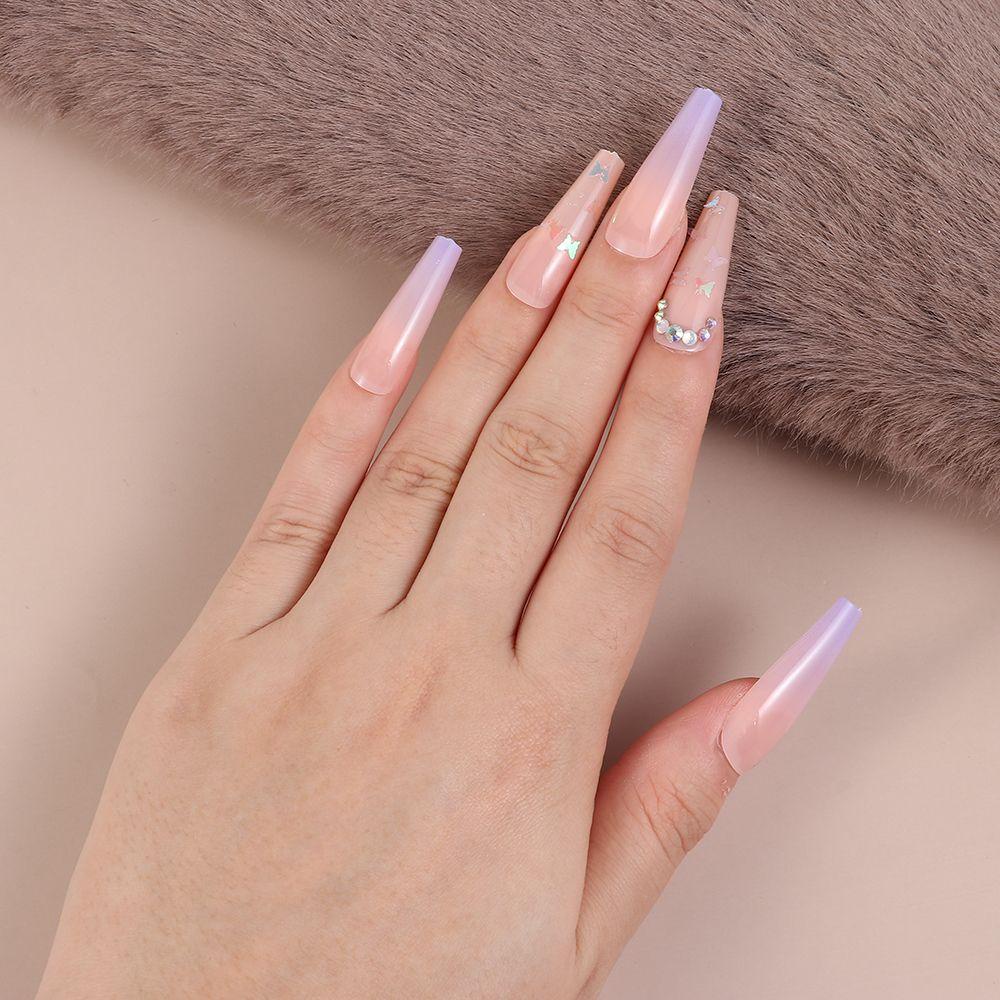 HS Bộ Móng Tay Giả Dáng Dài Che Phủ Toàn Diện Hình Chữ T