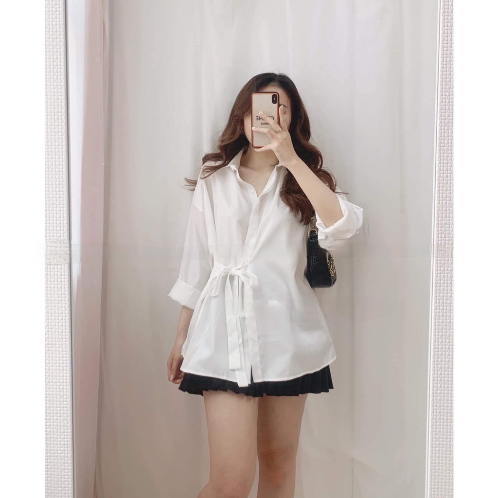 Áo sơ mi cột vạt vải mềm mát