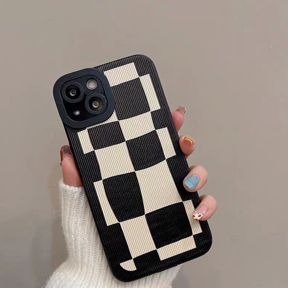 Ốp Điện Thoại TPU Mềm Chống Sốc Họa Tiết Sọc Caro Trắng Đen Cho Iphone 14 Pro Max 11 7Plus 13 12 11 Pro Max X XS Max XR