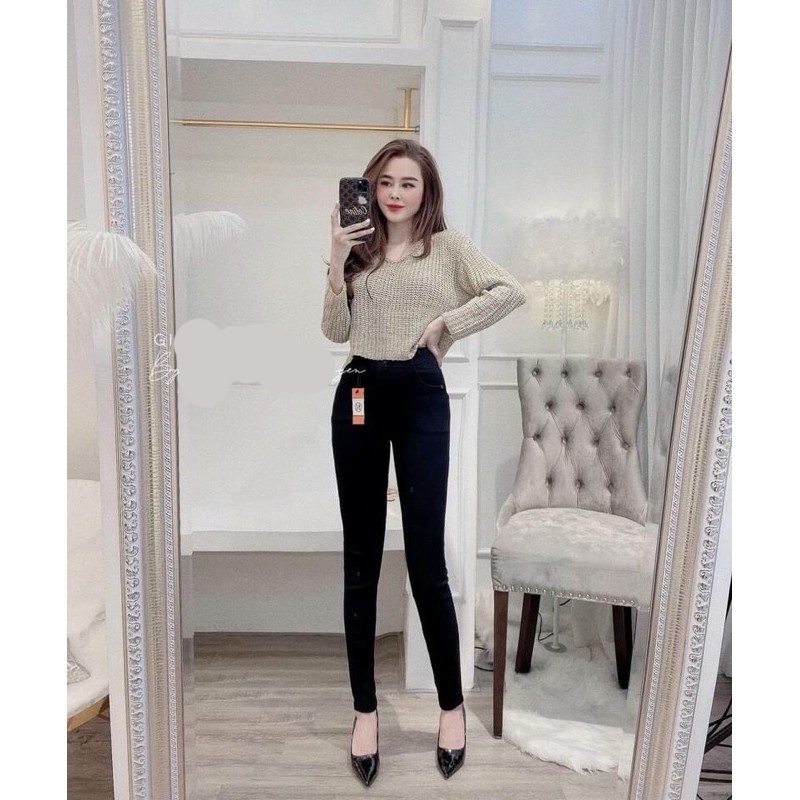 Quần jean nữ ôm lưng cao ZENA cạp cao 2 khuy vải co giãn đẹp Q026