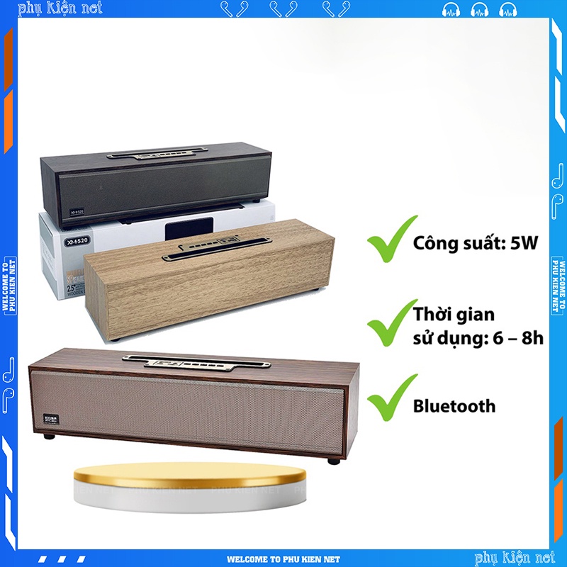 Loa Gỗ Bluetooth XM520 - Công suất 5W - Âm thanh tốt - Âm Bass lớn - Dung lượng Pin lớn - Tần số 100Hz - 20KHz