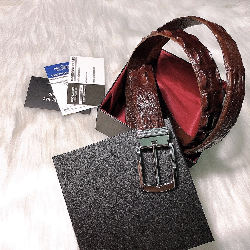 Thắt lưng da gai cá sấu thật 100%  001