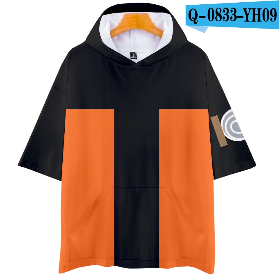 Áo Hoodie Ngắn Tay In Họa Tiết Naruto 3D Cá Tính