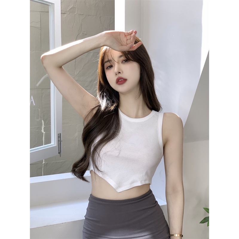 Áo Ba Lỗ Nữ Croptop VẠT NHỌN Ôm Body Chất Thun Gân Dày Tốt Mã B6 | BigBuy360 - bigbuy360.vn