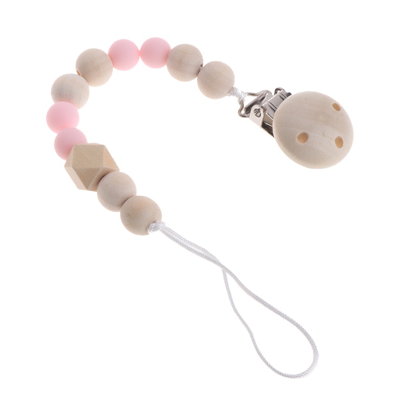 Dây chuỗi giá đỡ núm ti giả bằng gỗ có kẹp gắn hạt