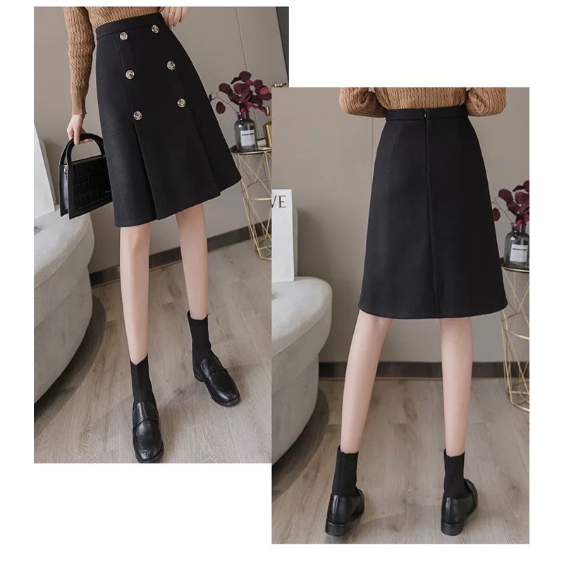 Chân váy nữ kiểu chữ a phối hai hàng cúc dài qua gối cực xinh váy đẹp nhất 2021 | BigBuy360 - bigbuy360.vn