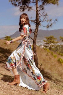 Đầm boho vintage viền cột eo xẻ tà ❤️❤️❤️❤️