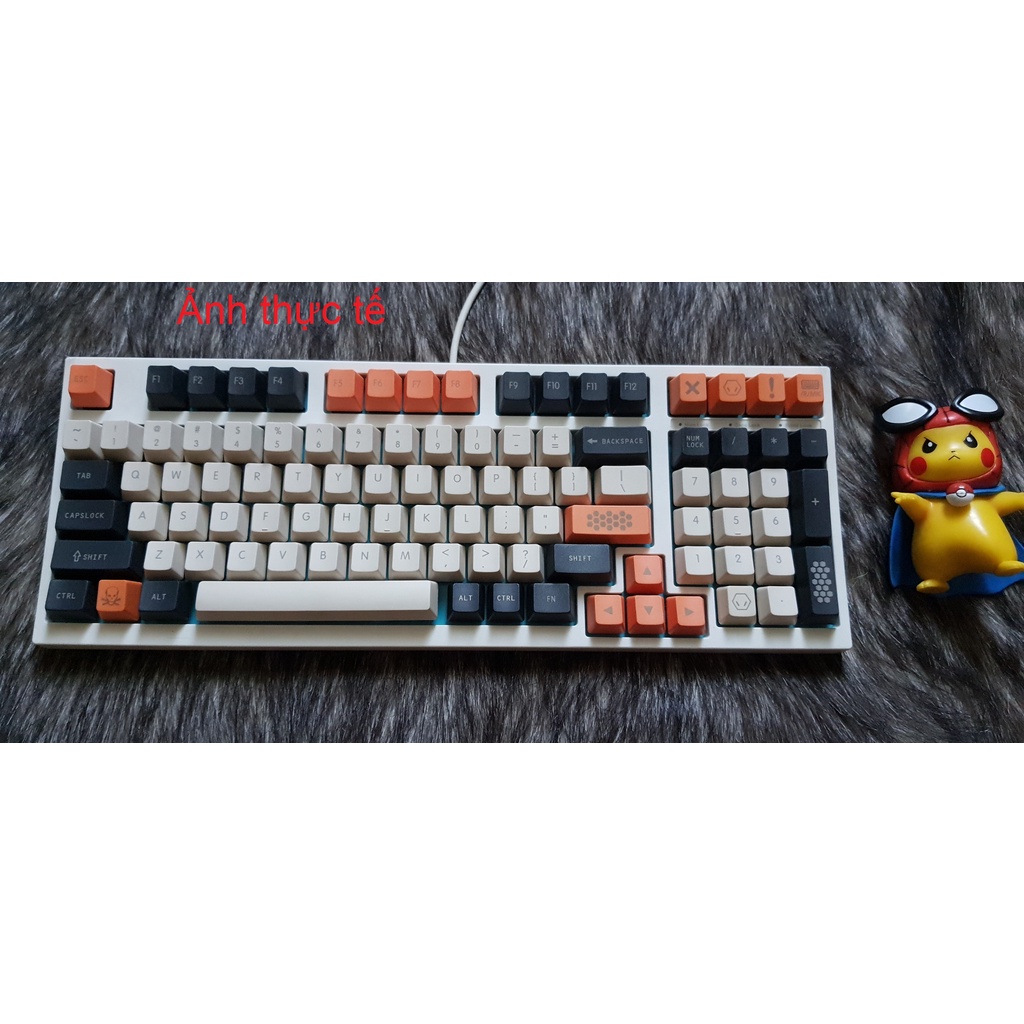 [Hỗ trợ Layout 61/64/68/71/82/84] Set Keycap PBT carbon font lớn - Bộ nút bàn phím cơ thay thế